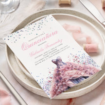 Quinceanera, Vestido Rosa Floral Elegante