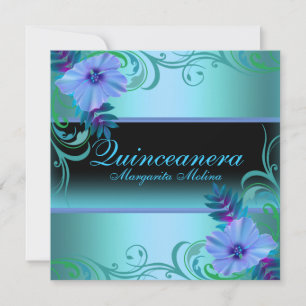 Convites Quinceanera Vibrante Azul e Roxo