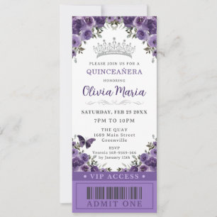 Convites Quinceañera VIP, Frasco de Pluma Roxa Escura