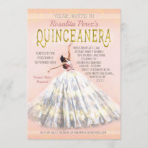 Quinceanera Watercolor Vestir Linho Dourado Rosa