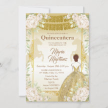 Quinceanera White e Dourado Aniversário Mexicano