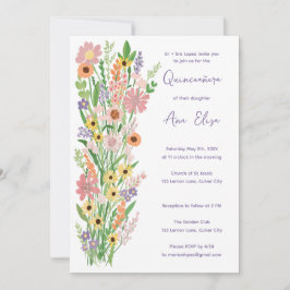 Convites Quinceañera Wildflower Foto Personalizada Pintada