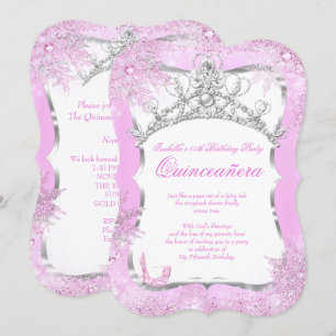Convites Quinceanera Winter Wonderland Saltos Prata Rosa 2