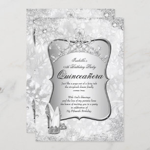 Convites Quinceanera Winter Wonderland Silver Snowflake 2
