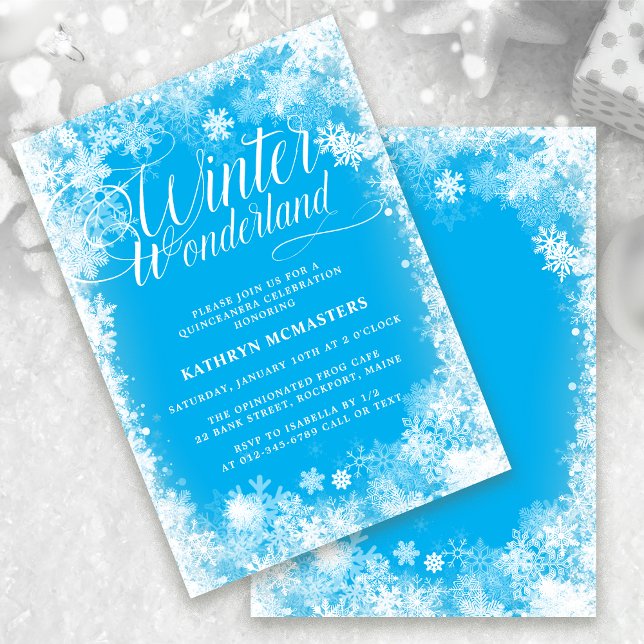 Convites Quinceanera Winter Wonderland Snowflake (Criador carregado)