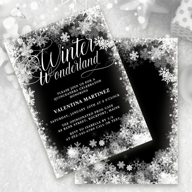 Convites Quinceanera Winter Wonderland Snowflake (Criador carregado)