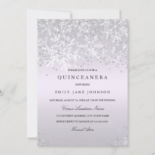 Convites Quinceanera Winter Wonderland Snowflakes