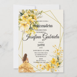 Convites Quinceañera Yellow Gold Invitation