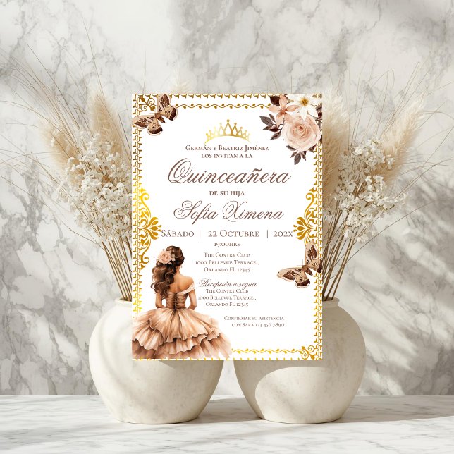 Convites Quincenera Invitation in Spanish Boho (Criador carregado)