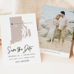 Convites Quinn Blush Pink Rhode Island Map Salve a Data