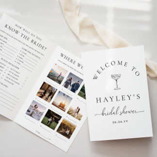 Convites Quinn Script Bridal Shower Game and Menu Booklet