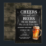 Convites Quinquenta Festas de aniversário de Saúde e Cervej<br><div class="desc">Aplausos e cervejas. Convites de aniversário. É fácil personalizar. Todo o texto é ajustável e fácil de mudar para as necessidades do seu próprio partido. Elementos de fundo para painéis de chalkboard e madeiras rústicas. Diversão Chalkboard espirra e floresce. Caneca de cerveja de aquarela. Convites para ele. design de aniversário...</div>