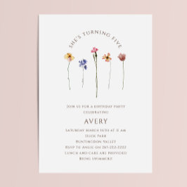 Convites Quinta Festa de aniversário Colorida de Flor Selva