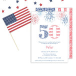 Convites Quintal 50º aniversário Bash: Vermelho, Branco e A<br><div class="desc">"Tire sua celebração patriótica em estilo com nosso quintal 50º convite de aniversário! Junte-se a nós para um encontro festivo cheio de delícias vermelhas, brancas e azuis. Nossa design única mostra o número 50 feito da bandeira dos EUA, pintado à mão com mirtilos e morangos. Sacudir-o para revelar a mesma...</div>