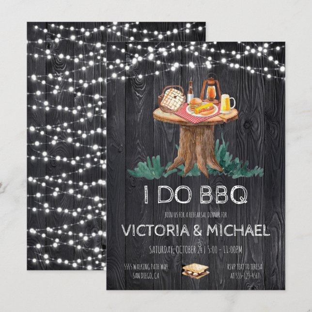 Convites Quintal de churrasco Enfeitiçado Luzes de Natal (Frente/Verso)