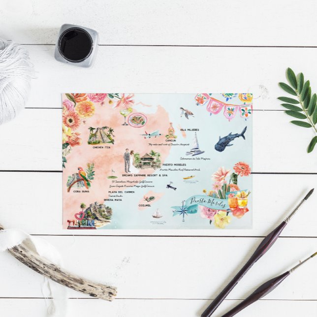 Convites Quintana Roo | Mapa Itinerário de Casamento de Des (Criador carregado)