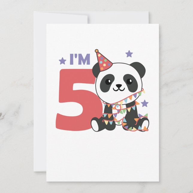 Convites Quinto Aniversário Panda Para Crianças 5 Anos Conv (Frente)