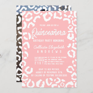 Convites Quinto-Cena de Coral Branco Cheetah Leopard