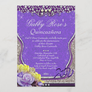 Convites Quinto Diamante Roxo e Doce 16