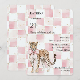 Convites Quinto Leopardo Pink Arco Praça Aniversário