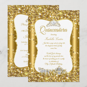 Convites Quinze Anos Carruagem Dourada Festa Conto de Fadas