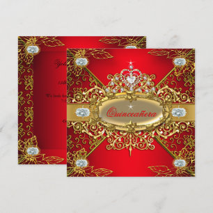 Convites Quinze Anos de Elite Vermelho Dourado Damasko Fest