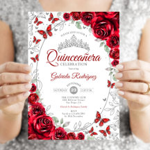 Quinze Anos Floral Prata Vermelha
