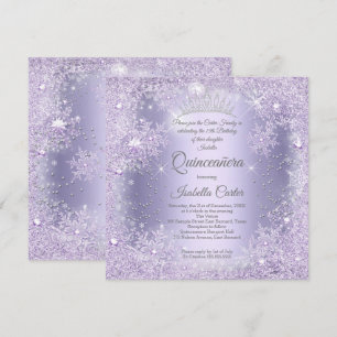 Convites Quinze Anos Lilás Roxo Floco de Neve Festa de Inve