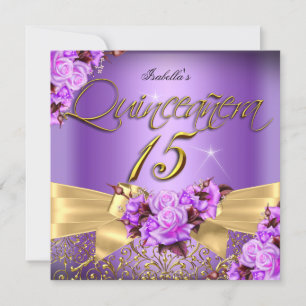 Convites Quinze Anos Roxo Rosa Nascimento Dourado Arco