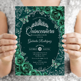 Convites Quinze Anos Verde Esmeralda Prata