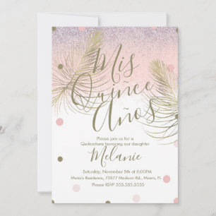 Convites Quinze Pontos Brilhantes Falsos Dourado Rosa