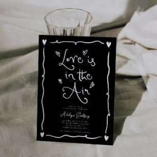 Convites Quirky Amor Está No Ar Chá de Noiva Preto