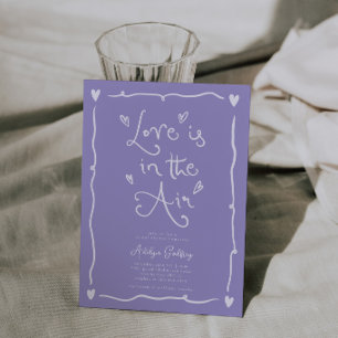 Convites Quirky Amor Está No Ar Chuva de Presentes Lilás