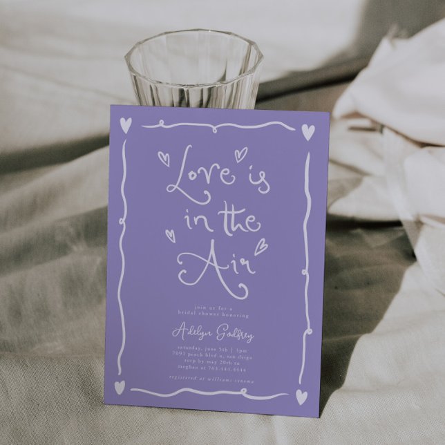 Convites Quirky Amor Está No Ar Chuva de Presentes Lilás (Criador carregado)