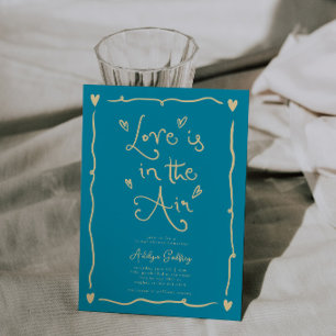 Convites Quirky Amor Está No Ar Chuveiro de Noiva Azul Aqua