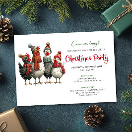 Convites Quirky Chickens Watercolor Christmas Party Invites