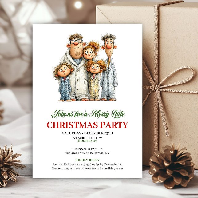 Convites Quirky Family Modern Watercolor Holiday Invitation (Quirky Family Modern Watercolor Holiday Invitation)
