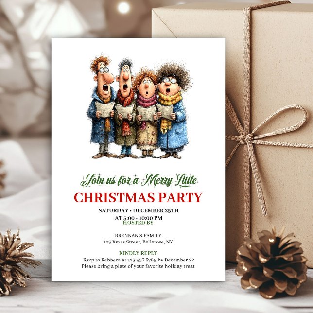 Convites Quirky Family Red Green Holiday Party Invitation (Quirky Family Red Green Holiday Party Invitation)