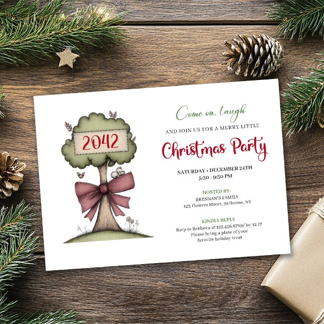 Convites Quirky festive tree watercolor holiday invitation (Quirky festive tree watercolor holiday invitation)
