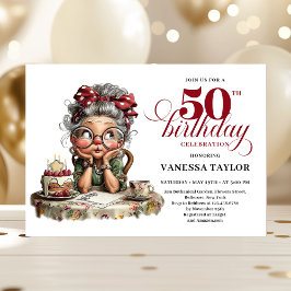 Convites Quirky fifty celebration funny birthday lady