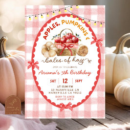 Convites Quirky Gingham Apple Pumpkins e Baldes de Hay