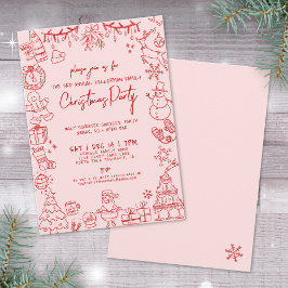 Convites Quirky Hand Drawn Festa de Natal Impressionante