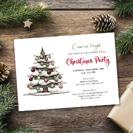 Convites Quirky hand painted tree modern holiday invitation