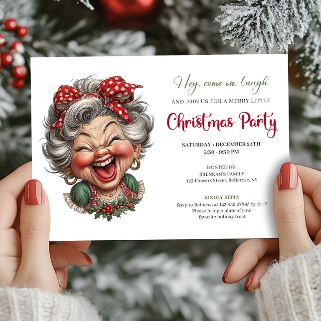 Convites Quirky Holiday Grandma Fun Christmas Party Invite (Quirky Holiday Grandma Fun Christmas Party Invite)