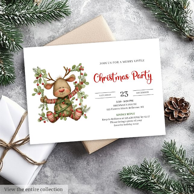 Convites Quirky Reindeer modern chic Christmas invitation (Quirky Reindeer modern chic Christmas invitation)