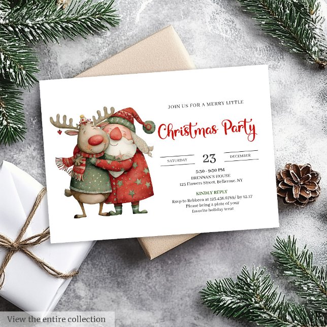 Convites Quirky Santa Claus modern festive holiday invite (Quirky Santa Claus modern festive holiday invite)
