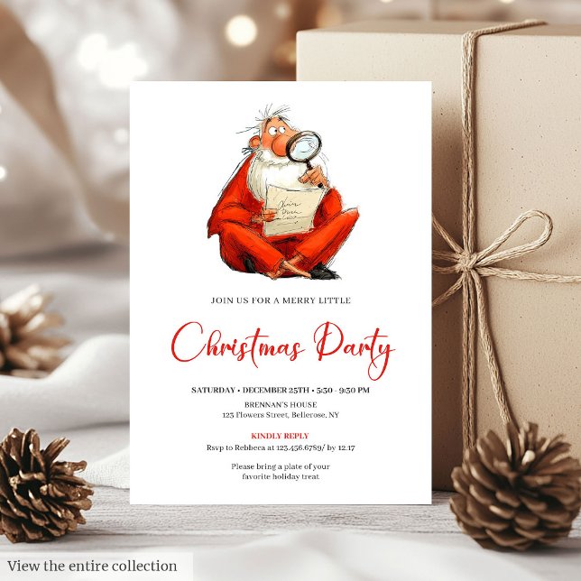 Convites Quirky Santa Claus Watercolor Holiday Party Invite (Quirky Santa Claus Watercolor Holiday Party Invite)