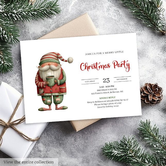 Convites Quirky Santa Trendy Red Green Holiday Party Invite (Quirky Santa Trendy Red Green Holiday Party Invitation

)