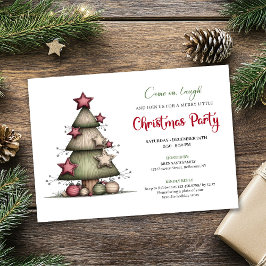 Convites Quirky Watercolor Christmas Tree Festive Invite