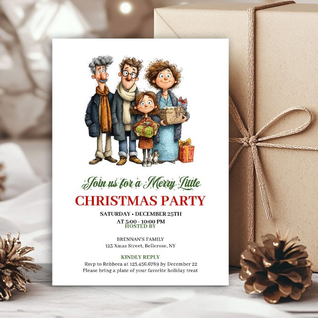 Convites Quirky Watercolor Family Holiday Celebration Card (Quirky Watercolor Family Holiday Celebration Card)